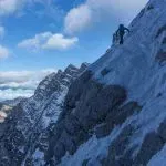 Climbing Slovenska route in winter